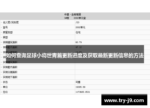 如何查询足球小将世青篇更新进度及获取最新更新信息的方法