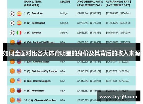 如何全面对比各大体育明星的身价及其背后的收入来源