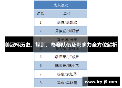美冠杯历史、规则、参赛队伍及影响力全方位解析
